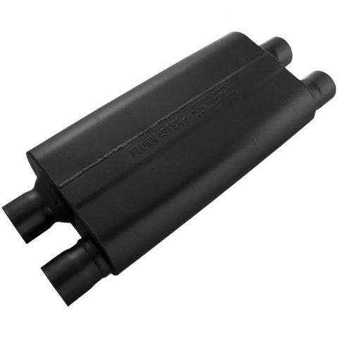 Flowmaster 80 Series Crossflow Steel 2.5 Inch Muffler 42582 Muffler, Series, Crossflow, Internal Chamber, Dual Style, 2 1/2 in. Inlet/Outlet Each End, 18 x 9 3/4 x 4 in. Oval Case, Steel, Black, GM, Each thumbnail 1