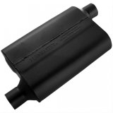 Flowmaster 40 Series Steel 2.25 Inch Muffler 42443 Muffler, American Thunder Series, 2 1/4 in. Inlet/2 1/4 in. Outlet, Aluminized Steel, Black, Each thumbnail 1