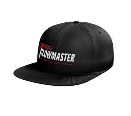 Flowmaster Team Hats 669988 Ball Cap, Logo, Black, Flat Bill, Snapback, Each