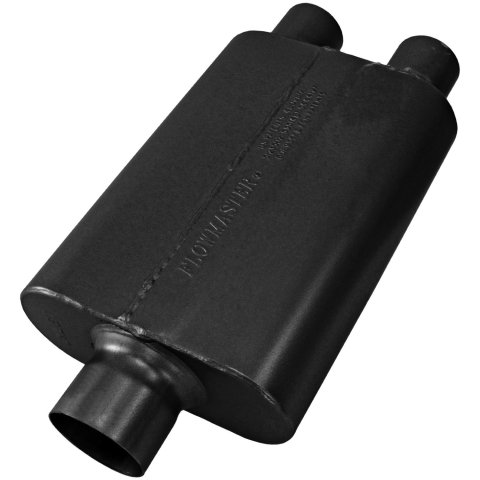 Flowmaster 40 Series Delta Flow 409 Stainless Steel 3 Inch Muffler 8430402 Muffler, Series, in. Inlet/Dual 2 1/2 in. Outlet, Steel, Black, Each
