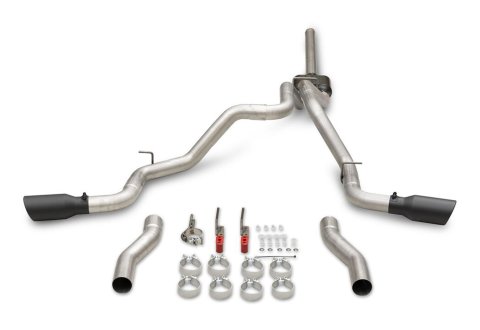 Flowmaster Outlaw Series Exhaust Systems 818189 System, Cat-back, Series, 409 Stainless Steel, 4.50 in. Black Tips, Dual Rear Exit, Standard Cab, Extended Cab, Chevy, GMC, Kit