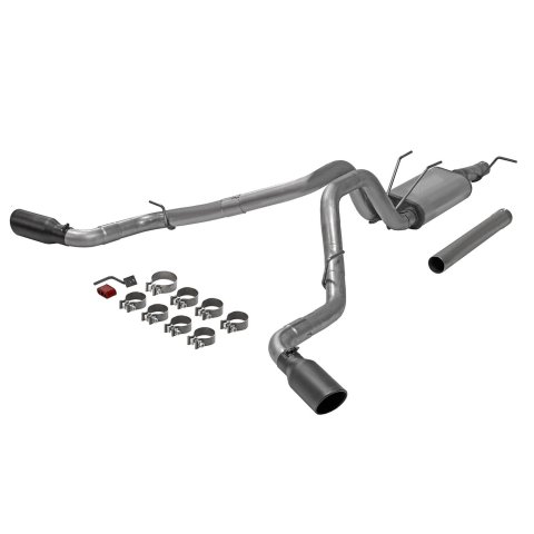 Flowmaster FlowFX Exhaust Systems 718100 System, FlowFX, Cat-back, Stainless Steel, Natural, Split Side Exit, Black Ceramic Coated Tip, Ford, Kit thumbnail 1
