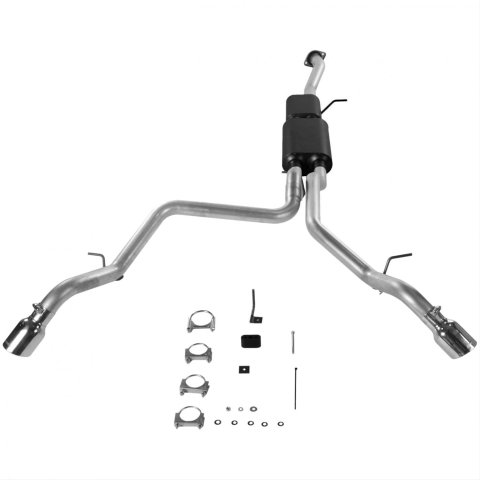 Flowmaster Stainless Steel American Thunder Exhaust Systems for 2001-2006 YUKON XL 1500, SUBURBAN 2002-2006 AVALANCHE 1500 - 817342 System, Thunder, Cat-back, Stainless, Natural, Split Rear Exit, Chevy, GMC, 5.3L, Kit thumbnail 1