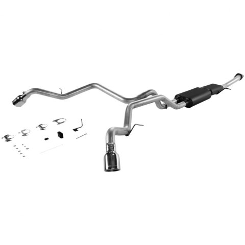 Flowmaster Stainless Steel American Thunder Exhaust Systems for 2001-2006 YUKON XL 1500, SUBURBAN 2002-2006 AVALANCHE 1500 - 817342 System, Thunder, Cat-back, Stainless, Natural, Split Rear Exit, Chevy, GMC, 5.3L, Kit thumbnail 2
