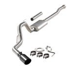 Flowmaster Signature Series Exhaust Systems 738115 System, Cat-back, Series, 304 Stainless Steel, Brushed, 4.50 in. Black Chrome Tip, Passenger Side Exit, Ford, Kit thumbnail 1