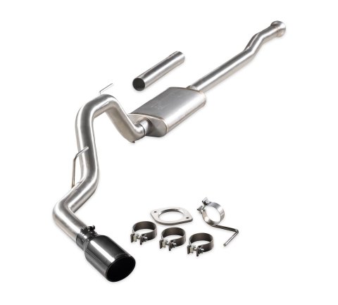 Flowmaster Signature Series Exhaust Systems 738115 System, Cat-back, Series, 304 Stainless Steel, Brushed, 4.50 in. Black Chrome Tip, Passenger Side Exit, Ford, Kit
