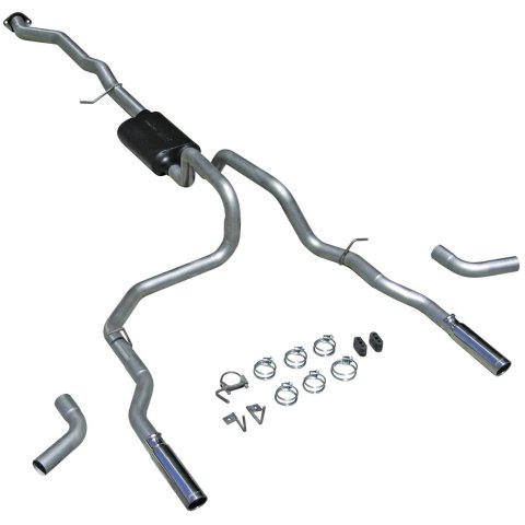 Flowmaster American Thunder Exhaust Systems 17428 Exhaust, Thunder, CatBack, Steel, Aluminized, Polished Tips, Chevy, GMC, Pickup, 3 door, 4.8, 5.3L thumbnail 1