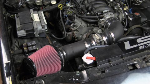 Flowmaster Delta Force Cold Air Intake Kits 615400 Kit, Air, Black, Polyethylene Tube, Red, Cotton Gauze Filter, 4 in. Diameter, Universal, Kit thumbnail 1