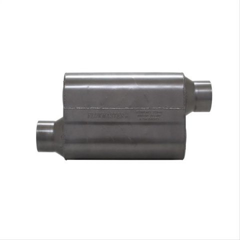 Flowmaster Super 40 Series Delta Flow 409 Stainless Steel 3.5 Inch Muffler 853548 Muffler, Flow, Oval, Stainless, Black, in. Offset Inlet/Outlet, Chevy, Ford, Ram thumbnail 2