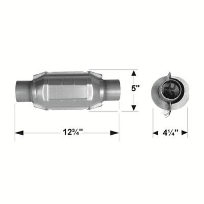 Flowmaster Universal Catalytic Converters 2220125 Converter, Stainless Steel Case, Universal, Ceramic Substrate, 2.5 in. Slip Fit Inlet/Outlet, 12.75 in. Length
