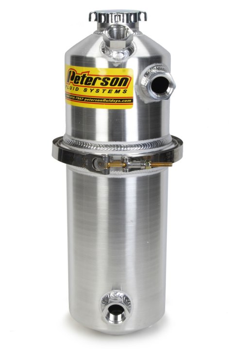 Peterson Fluid Systems Oil Tanks 08-0005 Tank, Aluminum, Polished, Round, 6 in. Diameter, 19.50 in. Length, 8 qt. Capacity, One Inlet, Female Threads, -12 AN, Each thumbnail 2
