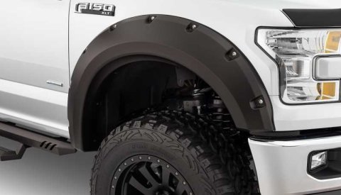 Bushwacker Pocket-Style Fender Flares 20099-02 Flares, Pocket Style, Front, Dura-Flex Thermoplastic, Matte Black, Ford, Pair thumbnail 1