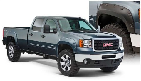 Bushwacker BOSS Pocket-Style Fender Flares 40943-02 Flares, Pocket Style, Front and Rear, Black, Dura-Flex Thermoplastic, GMC, Set of 4 thumbnail 2