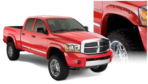 Bushwacker Pocket-Style Fender Flares 50911-02 Flares, Pocket Style, Front, Rear, Black, Dura-Flex Thermoplastic, Dodge, Set of 4 thumbnail 1