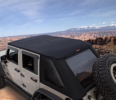 Bushwacker Trail Armor Flat Back Soft Tops for 2007-2017 WRANGLER, 2018 WRANGLER JK - 15235 Top, Back, Twill, Black, Tinted Windows, Rear Seat Tonneau Cover, Jeep, Set thumbnail 1