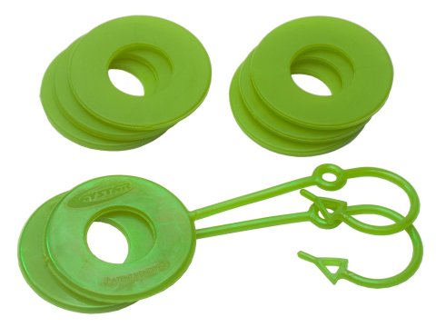 Daystar D-Ring Washers KU70061FG Locking Washers, Polyurethane, Fluorescent Green, 3/4 in. Shackles, Set of 8
