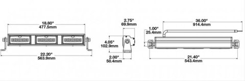 J. W. Speaker 9049 LED Light Bars 552441 Auxiliary Light, 19 in. Bar, Spot Beam, 3 Lights, Clear, Aluminum, 12-24 V, Each thumbnail 2