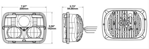 J. W. Speaker 8910 Evolution 2 LED Headlights 554461 Headlight Assemblies, Headlights, Rectangle, Clear Lens, Black Housing, Chrome Bezel, Each thumbnail 3