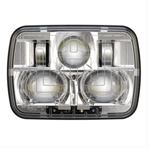 J. W. Speaker 8910 Evolution 2 LED Headlights 554461 Headlight Assemblies, Headlights, Rectangle, Clear Lens, Black Housing, Chrome Bezel, Each thumbnail 4