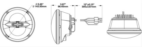 J. W. Speaker 8620 Reflector LED Headlights 553011 Powersports Headlight Assemblies, Model Reflector, Chrome Bezel, LED, Clear Lens, Aluminum Housing, Black, Each thumbnail 3