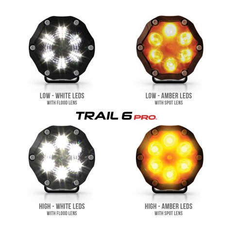 J. W. Speaker Trail 6 Pro Light Pods 0555373 Auxiliary Lights, Pro, LED, 12V, Aluminum, Black, 1,320 Lumens, Pair thumbnail 1