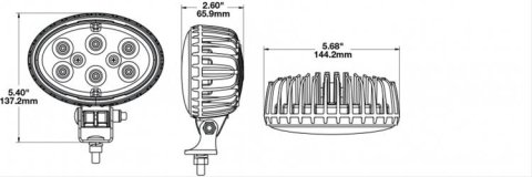J. W. Speaker 735 LED Work Lights 1706571 Auxiliary Light, Light, LED, Spot Beam, 5 x 3 in. Oval, Clear, Aluminum, 12-24 V, Each thumbnail 2
