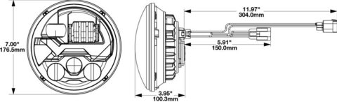 J. W. Speaker Jeep LED EVO J3 Non-Heated Headlights for 2007-2017 WRANGLER, 2018 WRANGLER JK - 0555593 Headlight, J3, Clear Lens, Non-Heated, Black Housing, Graphite Inner Bezel, 7 in. Round, Pair thumbnail 7