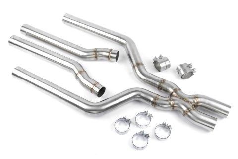 Dinan High-Flow X-Pipes D660-0092 Crossover Pipes, Resonator Delete, X-Pipe, Stainless Steel, Natural, 82.55mm Diameter, BMW, Kit thumbnail 1
