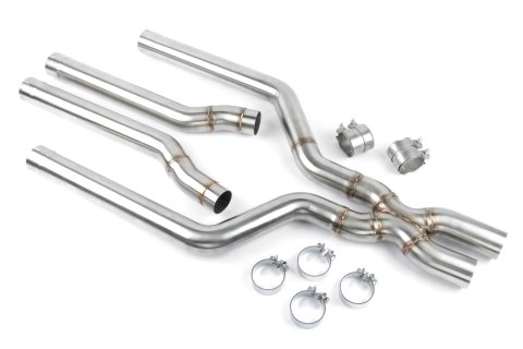 Dinan High-Flow X-Pipes D660-0092 Crossover Pipes, Resonator Delete, X-Pipe, Stainless Steel, Natural, 82.55mm Diameter, BMW, Kit thumbnail 2