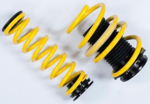 ST Suspensions Adjustable Lowering Springs 27310075 Springs, Height, Front and Rear, Yellow Powdercoated, Use with Factory Dampers, Audi, Kit