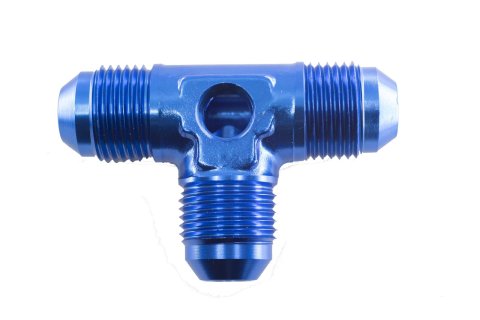 Redhorse Performance 8248 Series Tee Adapter Fittings 8248-06-1 Fitting, Adapter, AN Tee, Aluminum, Blue Anodized, -6 AN Male Threads, 1/8 in. NPT Port, Each thumbnail 1