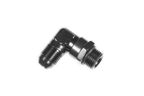 Redhorse Performance 1690 Series AN to ORB Adapters 1690-06-06-2 Fitting, Adapter, AN, 90 Degree, Aluminum, Black Anodized, -6 AN, Swivel, Each