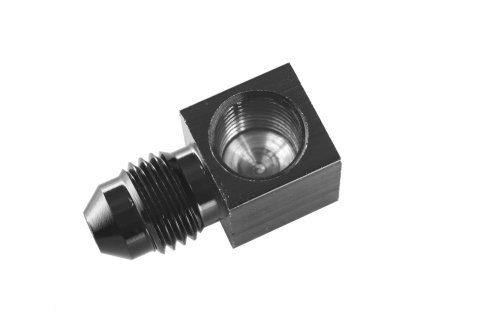 Redhorse Performance 9196 Series Gauge Adapters 9196-04-02-2 Fitting, 90 Degree, Adapter, -4 AN Male to 1/8 in. NPT Female Port, Aluminum, Black Anodized, Each