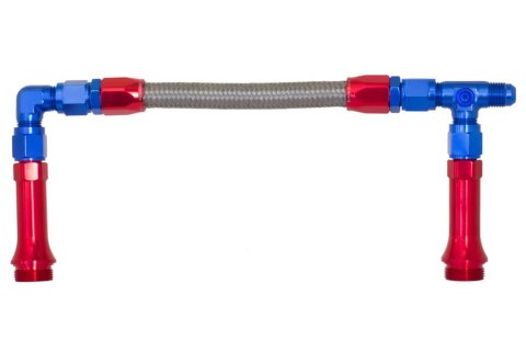 Redhorse Performance 5150 Series Dual-Feed Carburetor Kits 5150-06-1 Fuel Line, Braided Stainless Steel, Red/Blue Anodized, Holley, 4150, -6 AN Inlet, Each