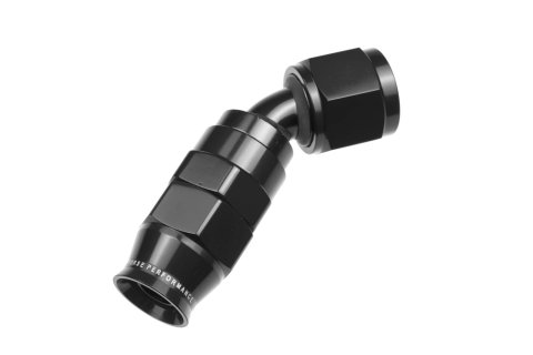 Redhorse Performance 1200 Series Reuseable PTFE Hose Ends 1245-10-2 Ends, Series, Reuseable, PTFE, -10 AN Female Threads, Reusable swivel, 45 degree, -10 AN Hose, Aluminum, Black Anodized, Each