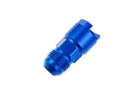 Redhorse Performance 881 Series Quick Disconnect Female Fittings 881-06-06-1 Fitting, Push-On EFI, Straight, Male -6 AN, Quick-Connect, Threaded Cap, 3/8 in., Aluminum, Blue Anodized, Each