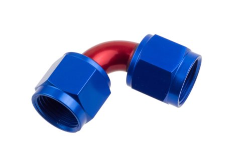 Redhorse Performance 8190 Series Couplers 8190-08-1 Fitting, Coupler, Union, AN to AN, 90 Degree, Aluminum, Red/Blue Anodized, -8 AN, -8 AN, Swivel, Each thumbnail 2