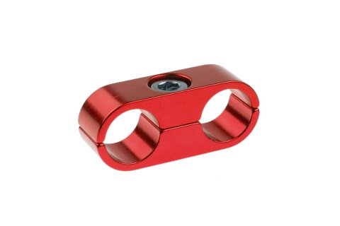 Redhorse Performance 730 Series AN Hose Separators 730-04-04-3 and Line Mounting Clamps, Separators, 2 Capacity, Aluminum, Red Anodized, 0.250 in. O.D., for -4 Braided Hose, Each
