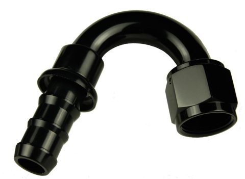 Redhorse Performance 2000 Series Push-Lock Hose Ends 2150-12-2 Ends, Series, Push Lock, -12 AN Female Threads, Socketless barb, 150 degree, -12 AN Hose, Aluminum, Black Anodized, Each