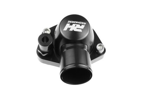 Redhorse Performance 4910 Series Thermostat Housing Assemblies 4910-302-24-2 Water Neck, Aluminum, Black Anodized, O-Ring, 75 Degree, 1.500 in. Outlet, Ford, Small Block, Each