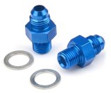 Redhorse Performance 8248 Series Tee Adapter Fittings 8262-06-04-1 Transmission Line Adapter, Aluminum, Blue Anodized, Male -6 AN, to Male 1/4 in. NPS, Pair thumbnail 2