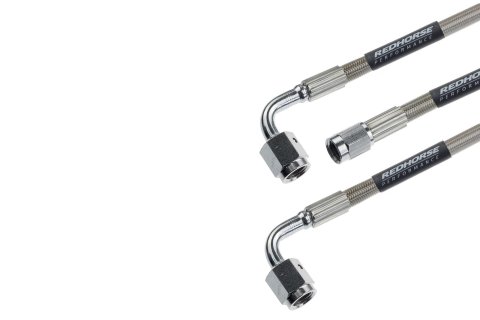 Redhorse Performance 3390 Series Universal Brake Hoses 3390-03-12 Line, Universal, 3300 Series, Braided Stainless Steel, 12 in. Length, -3 AN Female, -3 AN Female 90 Degree, Each
