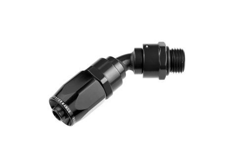 Redhorse Performance 1300 Series ORB Swivel Seal Hose Ends 1345-08-08-2 Ends, Series, ORB, Seal, -8 AN Male Threads, Reusable swivel, 45 degree, -8 AN O-ring Hose, Aluminum, Black Anodized, Each