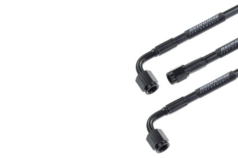 Redhorse Performance 3392 Series Universal Brake Hoses 3392-04-12 Line, Universal, Series, Braided Stainless Steel, Black, 12 in. Length, -4 AN Female, -4 AN Female 90 Degree, Each