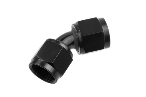 Redhorse Performance 8145 Series Couplers 8145-06-2 Fitting, Coupler, Union, AN to AN, 45 Degree, Aluminum, Black Anodized, -6 AN, -6 AN, Swivel, Each thumbnail 1