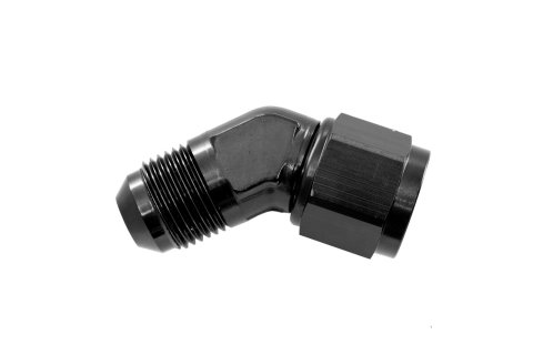 Redhorse Performance 8245 Series Couplers 8245-03-03-2 Fitting, Coupler, Union, AN to AN, 45 Degree, Aluminum, Black Anodized, -3 AN, -3 AN, Swivel, Each
