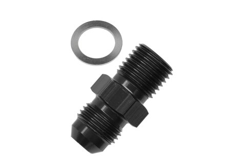 Redhorse Performance 8161 Series AN to Metric Adapter Fittings 8161-06-18-2 Fitting, Adapter, Threads, Straight, Aluminum, Black Anodized, -6 AN, M18 x 1.5, Each thumbnail 1