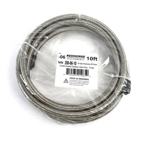 Redhorse Performance 200 Series Standard Stainless Steel Hose -6 AN 10 ft. 200-06-10 Hose, Series, Braided Steel, AN, Length, Each