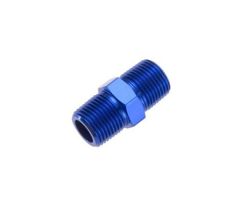Redhorse Performance 911 Series NPT Male Nipple Fittings 911-06-1 Fitting, Coupler, to NPT, Straight, Aluminum, Blue Anodized, 3/8 in. NPT, 3/8 in. NPT, Each