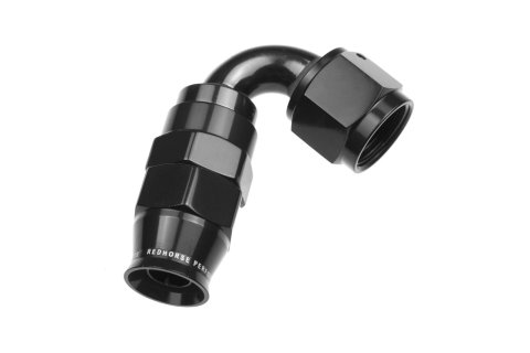 Redhorse Performance 1200 Series Reuseable PTFE Hose Ends 1220-10-2 Ends, Series, Reuseable, PTFE, -10 AN Female Threads, Reusable swivel, 120 degree, -10 AN Hose, Aluminum, Black Anodized, Each